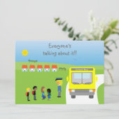 Cute School Kinder & Bus Birthday Party Kaart (Staand voorkant)