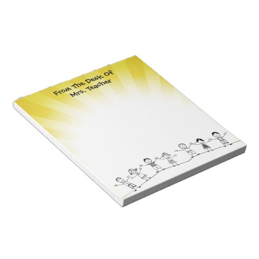 Cute School Kinder Teacher Notitieblok (Schuin)