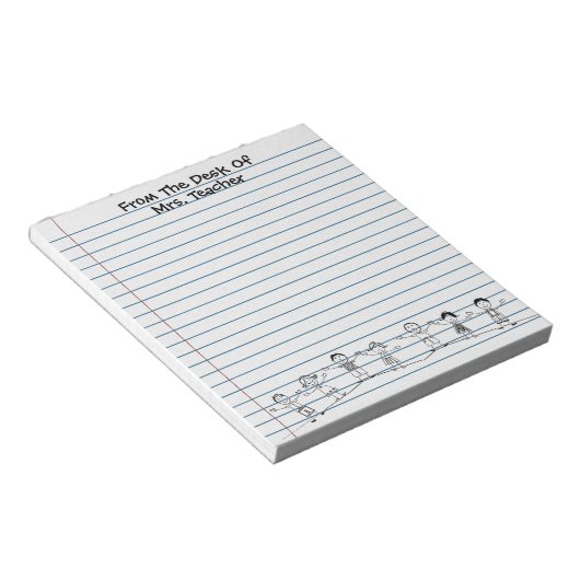 Cute School Kinder Teacher Notitieblok (Schuin)