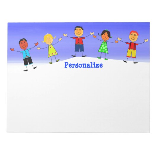 Cute School Kinder Teacher Personalized Notitieblo Notitieblok (Voorkant)