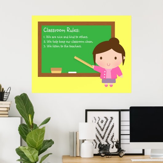 Cute School Leerleraar Poster (Thuiskantoor)