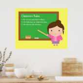Cute School Leerleraar Poster (Keuken)