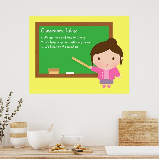 Cute School Leerleraar Poster (Keuken)