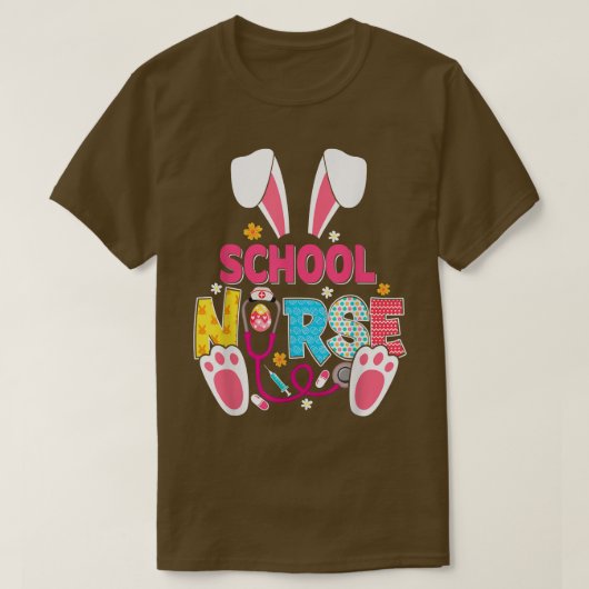 Cute School Nurse Funny Bunnies Easter RN Cute Rab T-shirt (Design voorkant)