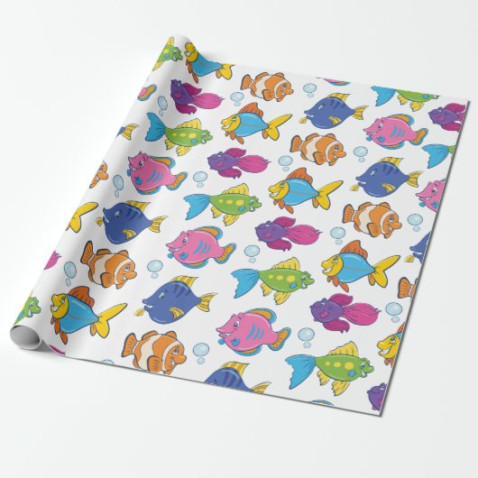 Cute School of Fish Cadeaupapier (Uitgerold)
