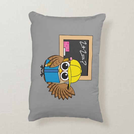 Cute School Student Owl Cartoon Accent Kussen (Achterkant (Verticaal))