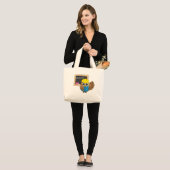 Cute School Student Owl Cartoon Grote Tote Bag (Voorkant (model))