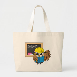 Cute School Student Owl Cartoon Grote Tote Bag