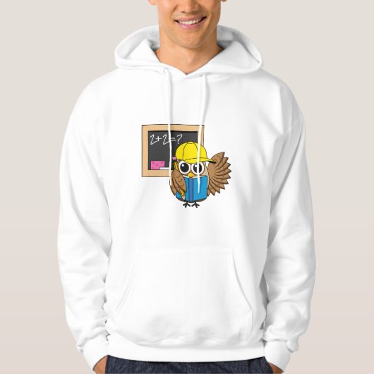 Cute School Student Owl Cartoon Hoodie (Voorkant)
