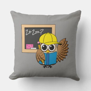 Cute School Student Owl Cartoon Kussen