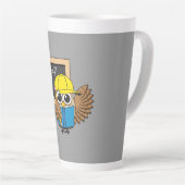 Cute School Student Owl Cartoon Latte Mok (Rechterhoek)