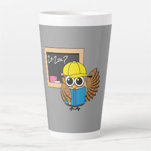 Cute School Student Owl Cartoon Latte Mok