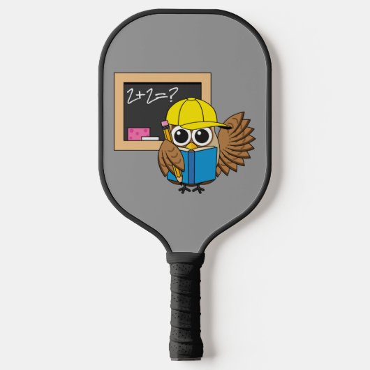 Cute School Student Owl Cartoon Pickleball Paddle (Voorkant)