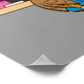 Cute School Student Owl Cartoon Poster (Hoek)