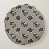 Cute School Student Owl Cartoon Rond Kussen (Achterkant)