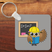 Cute School Student Owl Cartoon Sleutelhanger (Voorkant)