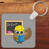 Cute School Student Owl Cartoon Sleutelhanger (Achterkant)