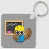 Cute School Student Owl Cartoon Sleutelhanger (Achterkant)