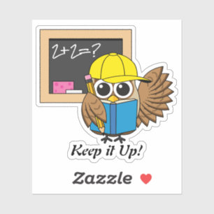 Cute School Student Owl Cartoon   Tekst toevoegen Sticker