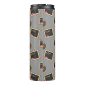 Cute School Student Owl Cartoon Thermosbeker (Achterkant)