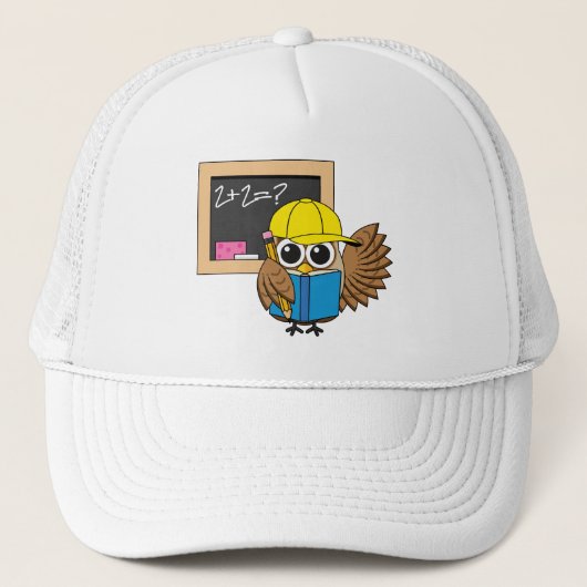 Cute School Student Owl Cartoon Trucker Pet (Voorkant)