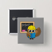 Cute School Student Owl Cartoon Vierkante Button 5,1 Cm (Voorkant /achterkant)