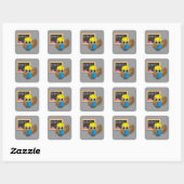 Cute School Student Owl Cartoon Vierkante Sticker (Vel)