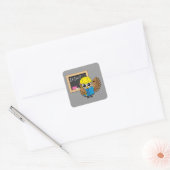 Cute School Student Owl Cartoon Vierkante Sticker (Envelop)