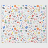 Cute School Supply Back to School Pattern Cadeaupapier (Vlak)