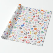 Cute School Supply Back to School Pattern Cadeaupapier (Uitgerold)