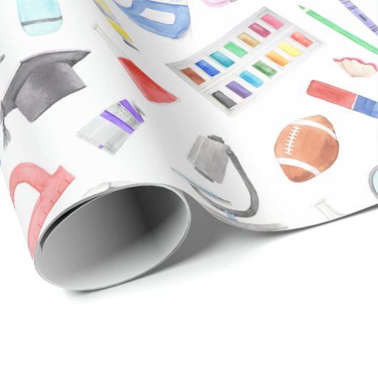 Cute School Supply Back to School Pattern Cadeaupapier (Rol Hoek)