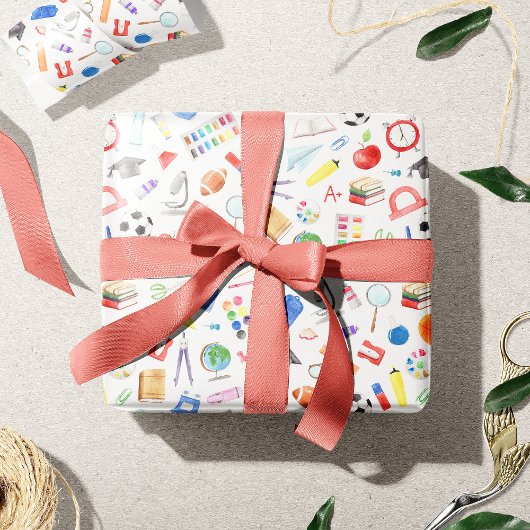 Cute School Supply Back to School Pattern Cadeaupapier