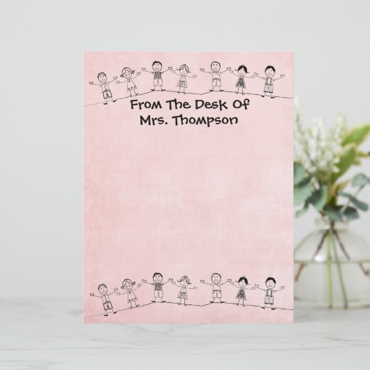 Cute School Teacher Letterhead Stationery (Staand voorkant)
