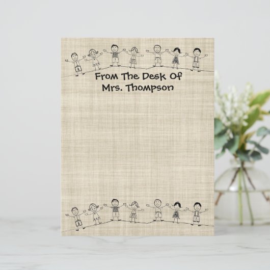 Cute School Teacher Letterhead Stationery (Staand voorkant)