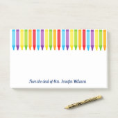 Cute School Teacher Rainbow Crayon Custom Post-it® Notes (Op bureau)