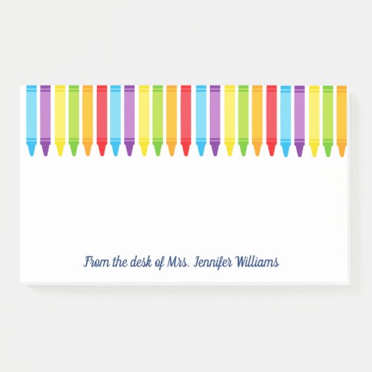 Cute School Teacher Rainbow Crayon Custom Post-it® Notes (Voorkant)