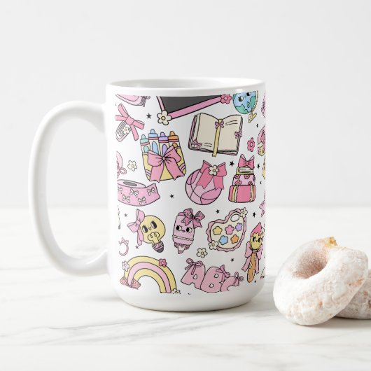 Cute School Themed Coffee Tea Mug Koffiemok (Met donut)