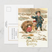Cute  Schoolchildren die op sneeuw spelen Briefkaart (Voorkant / Achterkant)