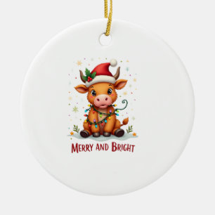 Cute Schotse Babykoe Kerstlichtjes Kerstmis Merry  Keramisch Ornament