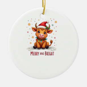 Cute Schotse Babykoe Kerstverlichting Merry & Br Keramisch Ornament