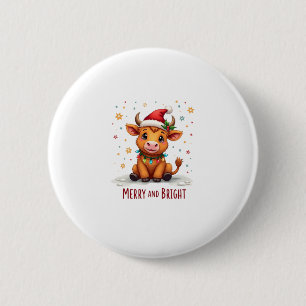 Cute Schotse Babykoe Kerstverlichting Merry & Br Ronde Button 5,7 Cm
