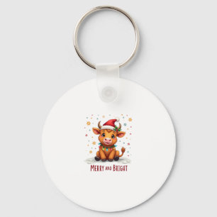 Cute Schotse Babykoe Kerstverlichting Merry & Br Sleutelhanger