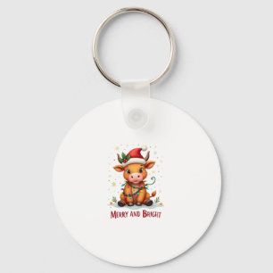 Cute Schotse Babykoe Kerstverlichting Merry & Br Sleutelhanger