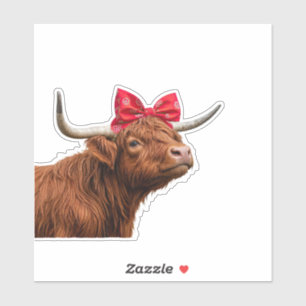 Cute Schotse Hoogland Koe Bandana Strik Sticker
