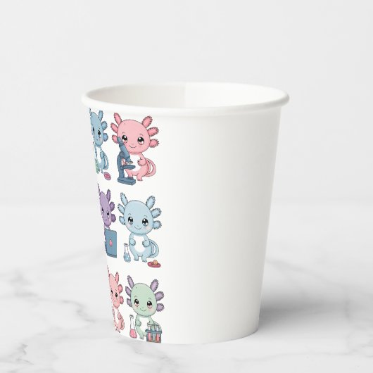 Cute Science Axolotl Grid Papieren Bekers (Links)