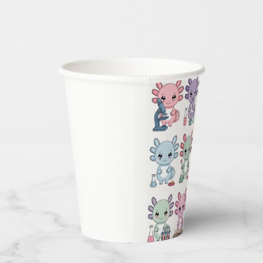 Cute Science Axolotl Grid Papieren Bekers (Rechts)