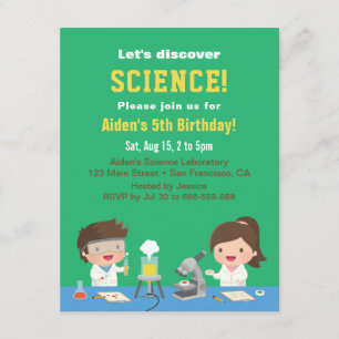 Cute Science Kids Birthday Party Invitations Kaart