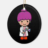 Cute Scientist/Chemist Girl met Flask Keramisch Ornament (Links)