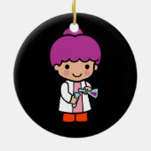 Cute Scientist/Chemist Girl met Flask Keramisch Ornament (Achterkant)