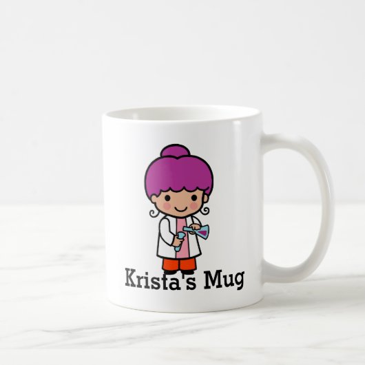 Cute Scientist/Chemist Girl met Flask Koffiemok (Rechts)
